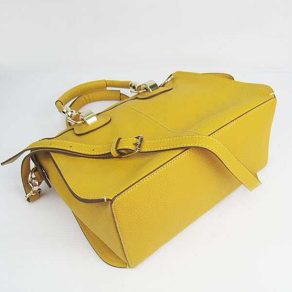 Replica Hermes New Arrival Double-duty leather handbag Yellow 60669